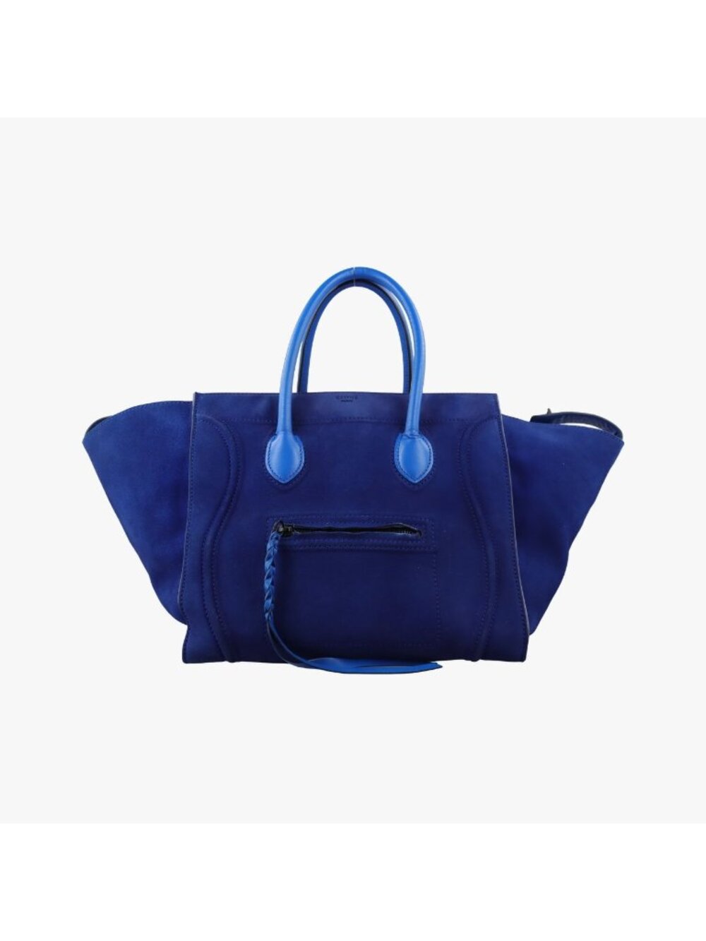 Celine Luggage Square Phantom Blue Suede Handbag
